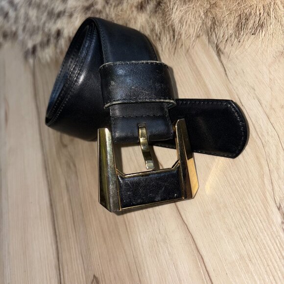 Vintage '88 Liz Claiborne Black Genuine Leather Belt 27"- 31" - Picture 2 of 6